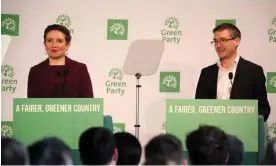 ?? ?? Carla Denyer and Adrian Ramsay at the Greens’ conference in Brighton. The party wants to increase the number of MPs it has from one to four. Photograph: Dan Kitwood/Getty Images