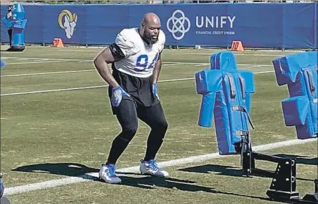  ?? Gary Klein Los Angeles Times ?? A’SHAWN ROBINSON, who signed with the Rams but went on the noninjury reserve list before the season, has worked out on his own.