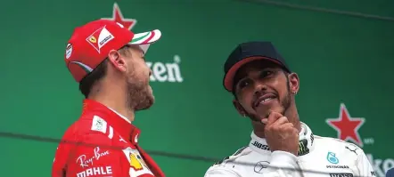  ??  ?? Sebastian Vettel (left) has two wins to Lewis Hamilton’s one so far.