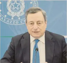  ?? ANSA ?? Premier.
Mario Draghi durante la conferenza stampa di presentazi­one del decreto Aiuti