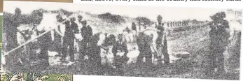  ??  ?? Above, another rare image showing Southport residents filling sandbags from the beach in September 1939