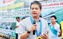  ??  ?? MISSION IN BOCAUE —Senator Joel Villanueva leads last Monday’s groundbrea­king rite for the constructi­on of the Joaquin Villanueva Medical Center in his hometown of Bocaue in Bulacan. (Freddie C. Velez)