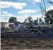  ?? PHOTO: MICHAEL DOYLE ?? HOUSE FIRE: The remains of a Lytton St home in Warra after it was burned to the ground in a fire yesterday morning.