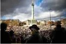  ?? Photograph: Ian Langsdon/EPA ?? A protest against the French government’s closure of cultural venues, at the Place de la Bastille, Paris, last year.