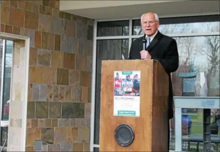  ?? FILE PHOTO. ?? Congressma­n Paul Tonko speaks at the first-ever Out of the Darkness walk held earlier this year at Skidmore College.