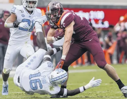  ?? MICHAEL SHROYER/GETTY IMAGES FILE ?? Tight end Dalton Keene praised Virginia Tech’s coaching staff for leaving the decision to go pro up to him. He’s projected by most analysts to be a late-round pick in the NFL draft or an undrafted free agent.