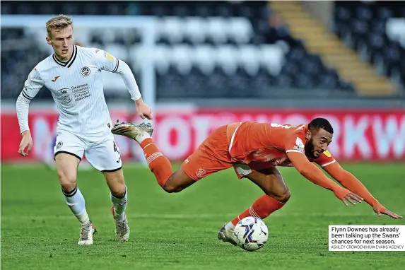  ?? ASHLEY CROWDEN/HUW EVANS AGENCY ?? Flynn Downes has already been talking up the Swans’ chances for next season.