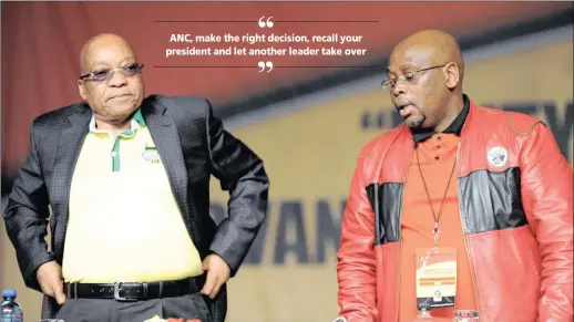  ??  ?? NO LONGER ALLIES: President Jacob Zuma and Cosatu president S’dumo Dlamini.