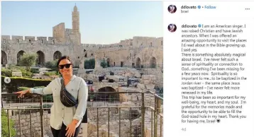  ?? (Instagram) ?? DEMI LOVATO at the Tower of David last week.