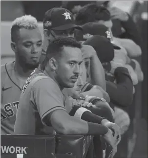  ?? GREGORY BULL/AP ?? Carlos Correa, foreground, and the Astros nearly overcame a 3-0 deficit in the ALCS before falling to the Rays.