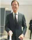  ??  ?? Netherland­s’ prime minister and VVD party leader Mark Rutte casts his ballot at a polling station in The Hague.