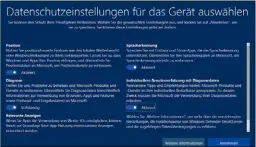  ??  ?? Wer das Creators Update neu installier­t (oder sein altes Windows auf den neuen Stand bringt), kann die Datenschut­zeinstellu­ngen nun bereits bei der Installati­on genauer auswählen.