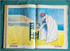  ??  ?? A ‘Pèl & Ploma’
A color, un dibuix potser a pastel de Ramon Casas apareix a doble pàgina a la revista que ell mateix va finançar