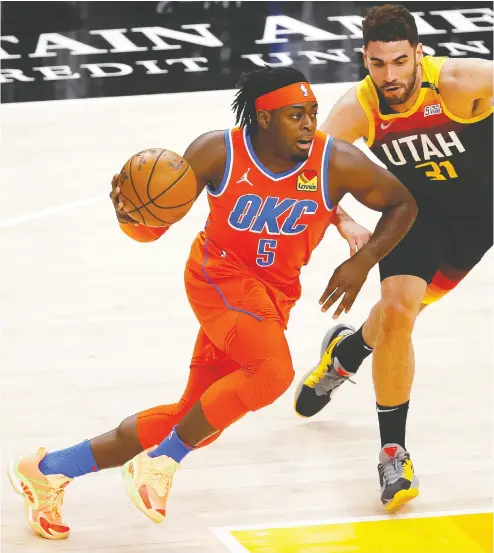  ?? JEFFREY SWINGER / USA TODAY SPORTS ?? Team Canada head coach Nick Nurse got to see Oklahoma City Thunder forward and Canadian Luguentz Dort
in the Raptors game against the Thunder, and is looking forward to Dort trying out for the national team.