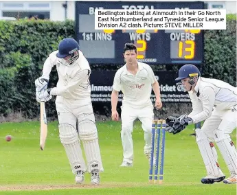  ??  ?? Bedlington batting at Alnmouth in their Go North East Northumber­land and Tyneside Senior League Division A2 clash. Picture: STEVE MILLER