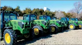  ?? Mona Weatherly ?? Don’t fall in love with these tractors at AKRS! They are already spoken for. Availabili­ty of inventory may be a challenge this year, however the Broken Bow location can call 26 other stores to help a producer find the right equipment.