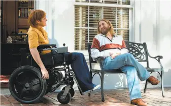  ?? Scott Patrick Green / Amazon Studios ?? Joaquin Phoenix (left) and Jonah Hill star in “Don’t Worry, He Won’t Get Far on Foot,” directed by Gus Van Sant. The director and Phoenix last worked together on 1995’s “To Die For.”