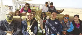  ??  ?? The trip to Inner Mongolia was organized by Air China and ShangriLa Hotels: (first row, from left) Raymond Tee of Horizon Travel), Glendee Pineda of Air China, James Cheng of SOTI Travel, Gene Gan of Everyday Travel, and Sharon Yau of Shangri-La Hotel;...