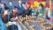  ?? BIJAY/HT ?? ■ Tibetans celebrate Thank You India Day in Dhanbad on Monday.