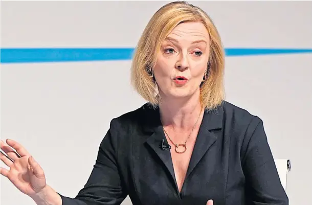  ?? ?? KEEPING IT TOGETHER: Liz Truss says she will fight any independen­ce bid by maintainin­g the union if she becomes prime minister.