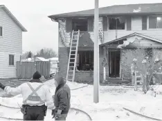  ??  ?? An early morning fire at 50 Aspen Cres. in Elmira left this semi-detached home gutted. It’s believed to be cooking-related. The owner escaped, but his two cats and dog did not. All of his belongings perished.