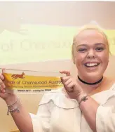  ??  ?? Pictured is Megan Langham, 18, who won the Caring for Others Award at the 2017 Pride of Charnwood Awards on Tuesday, March 14. Picture courtesy of Studio 17