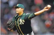  ?? NHATV. MEYER/STAFF ?? A’s starter Sean Manaea “felt really, really good” as he retired all 12 Giants batters he faced in a 3-0 loss Thursday.