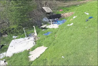  ??  ?? A mattress among the items fly-tipped on the land