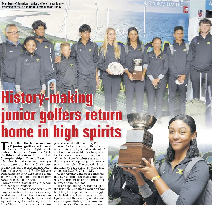 Historymaking junior golfers return home in high spirits PressReader