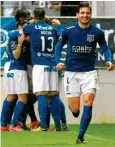  ??  ?? Antonio Briseño corre feliz tras una anotación del Feirense portugués.