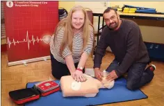  ??  ?? Mary Bailey and Ehab Mohamed during the training course at Craanford Community Centre.