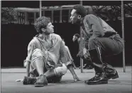  ?? MATTHEW MURPHY/JOHN GOLDEN THEATRE ?? Dustin (James Cusati-Moyer), left, faces escalating confrontat­ions with Gary (Ato Blankson-Wood) in “Slave Play.”