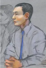  ?? Jane Flavell Collins / Associated Press ?? Azamat Tazhayakov, seen in a May courtroom sketch, was a friend of suspect Dzhokhar Tsarnaev.
