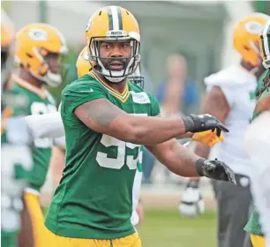  ?? JOURNAL SENTINEL FILES ?? Outside linebacker Za'Darius Smith has the largest offseason voluntary workout bonus on the Packers' roster at $750,000.