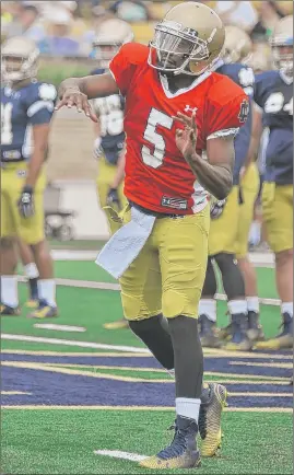  ?? | AP PHOTO ?? Irish quarterbac­k Everett Golson felt helpless last year while serving his suspension.