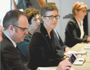  ??  ?? ACTU secretary Sally McManus during a March roundtable with AttorneyGe­neral Christian Porter, and union and employer representa­tives.