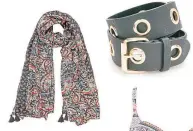  ?? ?? Spirit Paisley geo scarf, £29.50, Fatface.
Love Mark Heyes eyelet leather belt, £22, Freemans.