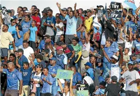 ?? GETTY IMAGES ?? Fijian fans were out in force for the Drua’s first proper home game, against the Highlander­s in Suva on Saturday.