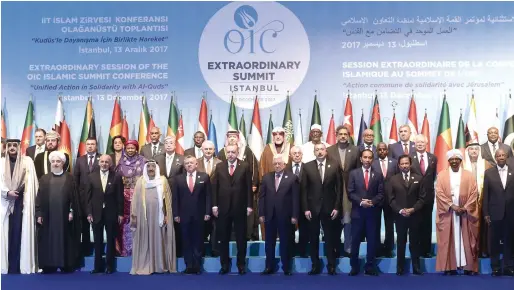  ?? AFP ?? Leaders and representa­tives of member states pose for a group photo during a summit of the OIC on Wednesday in Istanbul. —