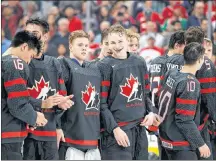  ?? CP PHOTO ?? Canada celebrates their victory against Sweden following the Hlinka Gretzky Cup gold medal game in Edmonton on Saturday. Canada won 6-2.