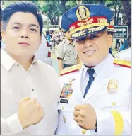  ??  ?? Taguig Councilor Richard Paul Tejero Jordan poses with then PNP chief Ronald dela Rosa in a Facebook post in 2016.