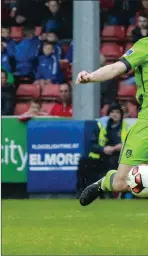  ??  ?? Ciaran McGuigan clears his lines as Christy