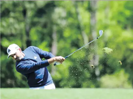  ?? HARRY HOW/ GETTY IMAGES ?? Sergio Garcia, whose majors winless streak is now at 73, shot a 69 at Augusta National Golf Club on Friday.