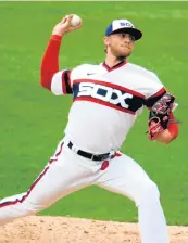  ?? BRIAN CASSELLA / CHICAGO TRIBUNE ?? Chicago White Sox reliever Michael Kopech delivers to the Kansas City Royals on Sunday.