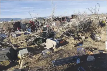  ?? JULIE DRAKE/VALLEY PRESS ?? A homeless camp off Sierra Highway and Avenue L is reinforced with a block wall. The number of homeless people in Los Angeles County is growing faster than the amount of housing provided for them.