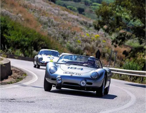  ??  ?? Above Linge tackles the curves outside Cerda in the 718 RS60 that finished third in the 1960 Targa Florio, driven by Hans Herrmann and Olivier Gendebien. Herrmann also co-drove the winning RS60 in that race. Linge finished third in 1963, driving the...