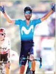  ?? AFP ?? Alejandro Valverde celebrates winning the second stage of the 73rd edition of La Vuelta a Espana on Sunday.