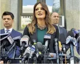  ??  ?? Weinstein’s lead defence lawyer, Donna Rotunno, speaks to the media in July 2019