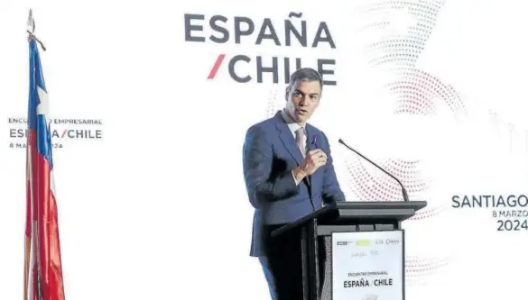  ?? Foto: Efe ?? El presidente del Gobierno, Pedro Sánchez, se refirió ayer en Chile por primera vez sobre de la ley de amnistía aprobada esta semana.