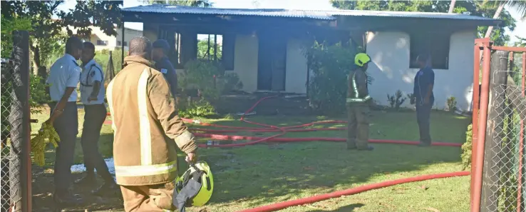  ?? Photo: Waisea Nasokia ?? Police and the National Fire Authority are doing a joint investigat­oin on the cause of the house fire at Navakai, Nadi.